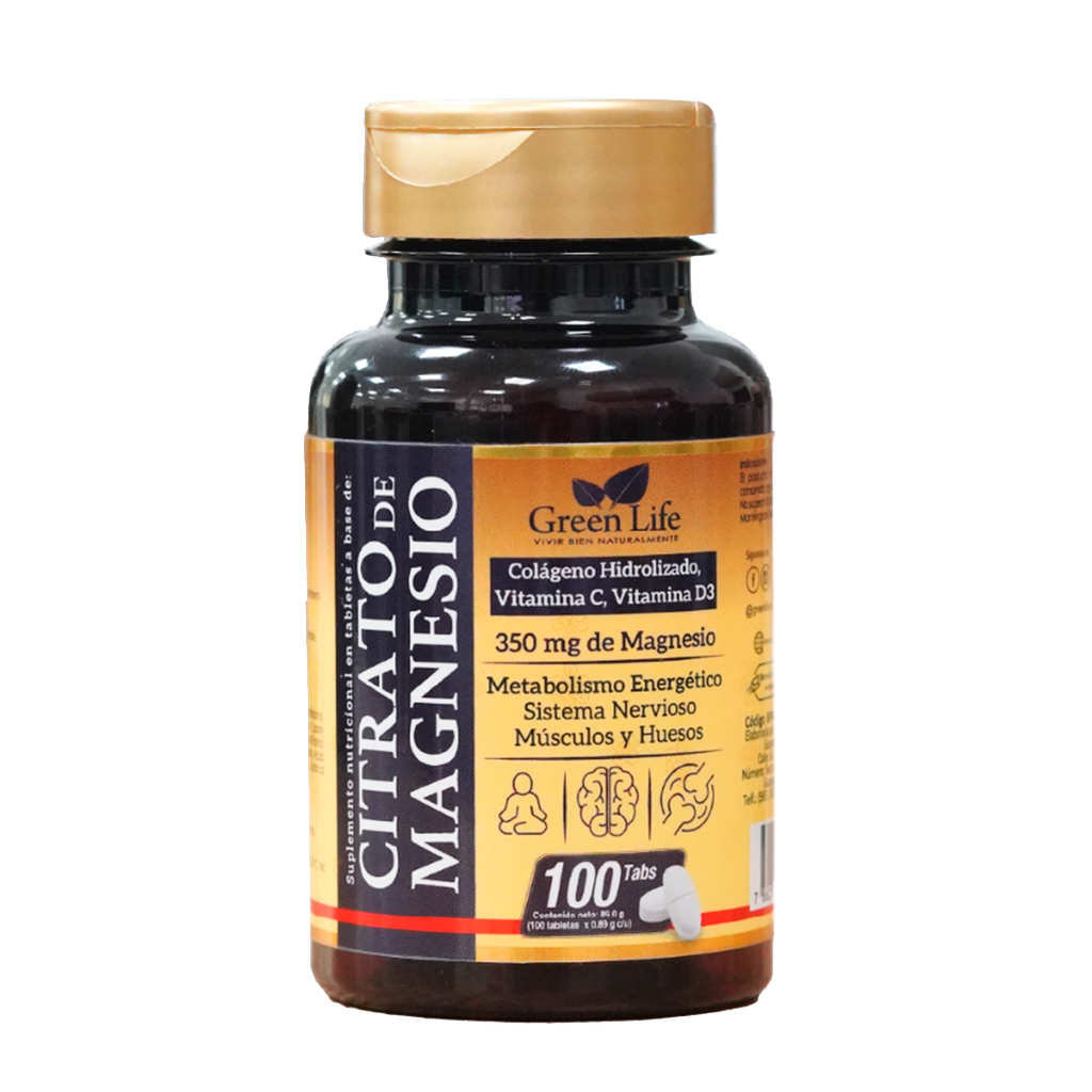 CITRATO DE MAGNESIO 350MG TABLETAS X100 GREEN LIFE