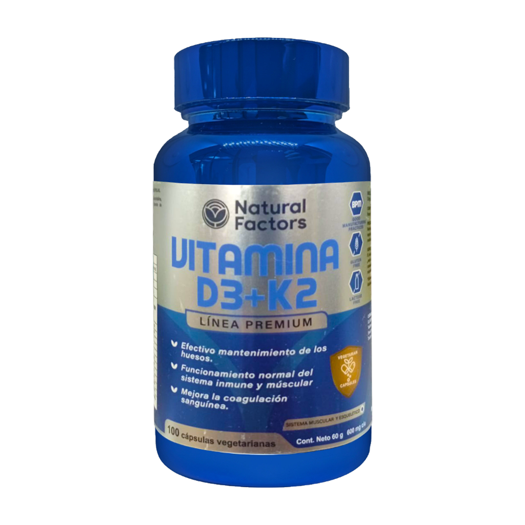 VITAMINA D3+K2 600MG CAPSULAS X100 NATURAL FACTORS