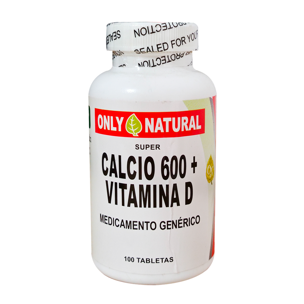 CALCIO 600 + VITAMINA D TABLETAS X 100 ONLY NATURAL