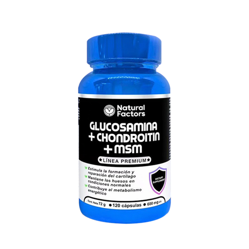 [8340] GLUCOSAMINA + CHONDROITIN + MSM 600MG CAPSULAS X120 NATURAL FACTORS