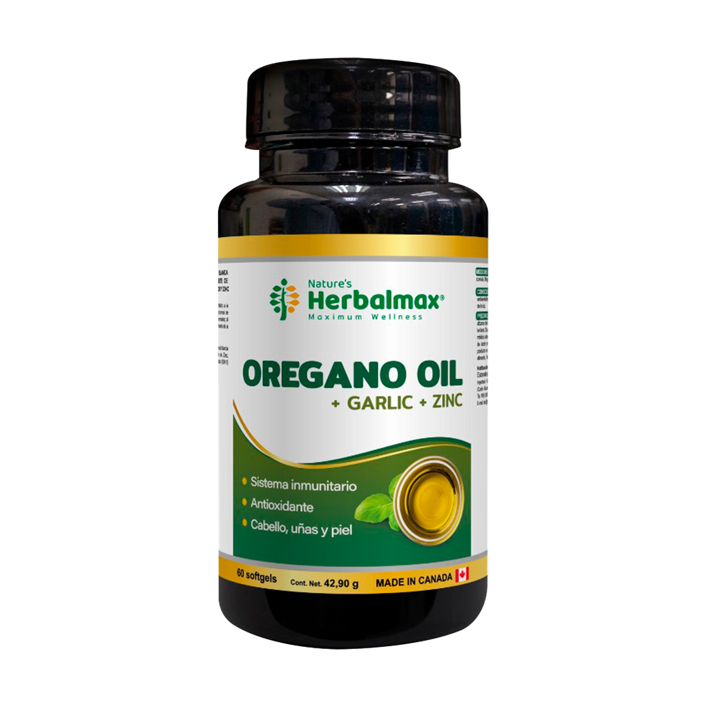 OREGANO OIL + GARLIC + ZINC SOFTGELS X60 NATURES HERBALMAX 