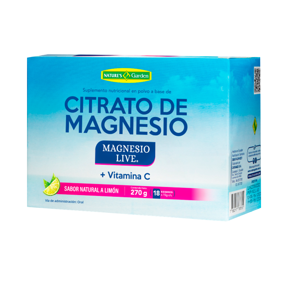 MAGNESIO LIVE SACHET EN POLVO X18 SOBRES NATURES GARDEN