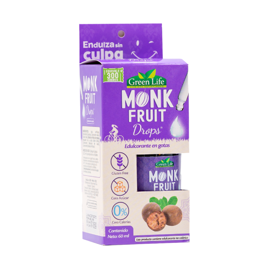 MONK FRUIT DROPS ENDULZANTE EN GOTAS X60ML GREEN LIFE