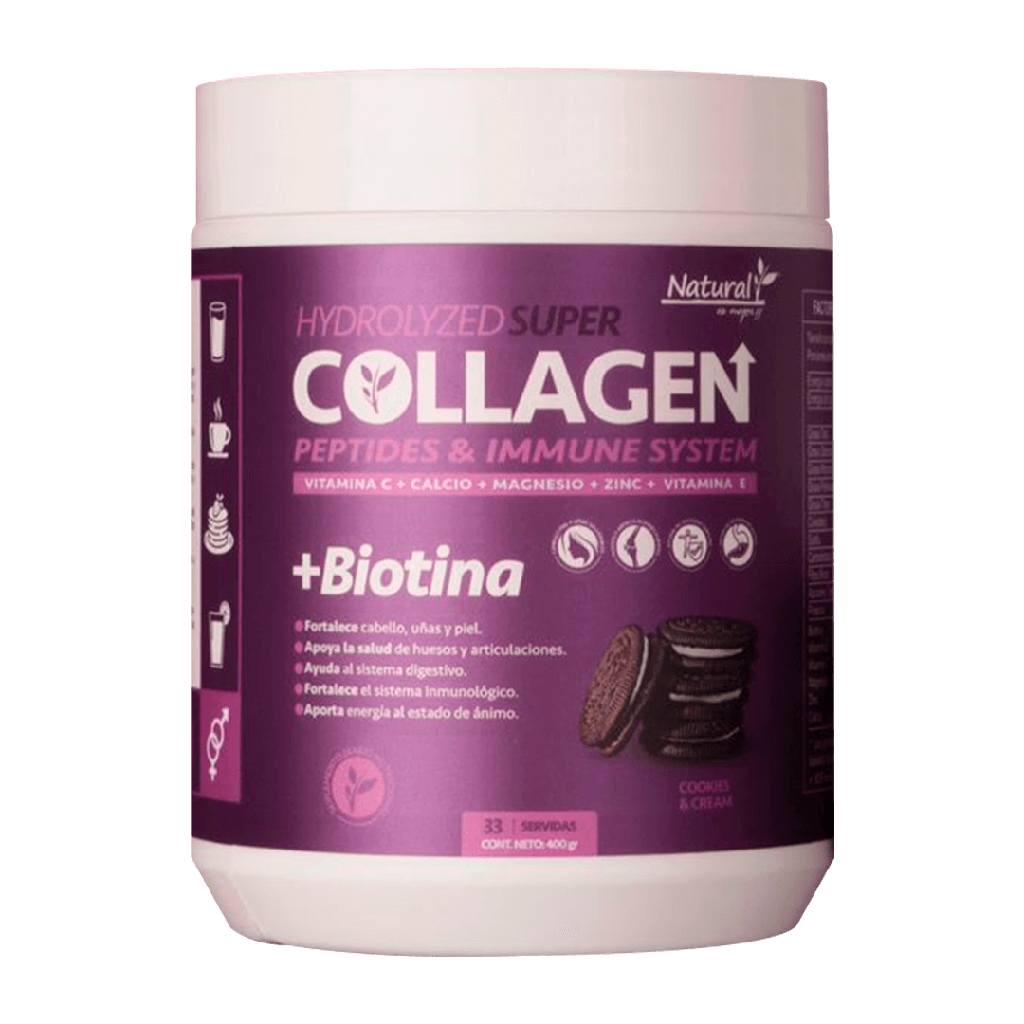 COLLAGEN + BIOTINA POLVO SABOR COOKIES & CREAM 400G NATURAL ES MEJOR