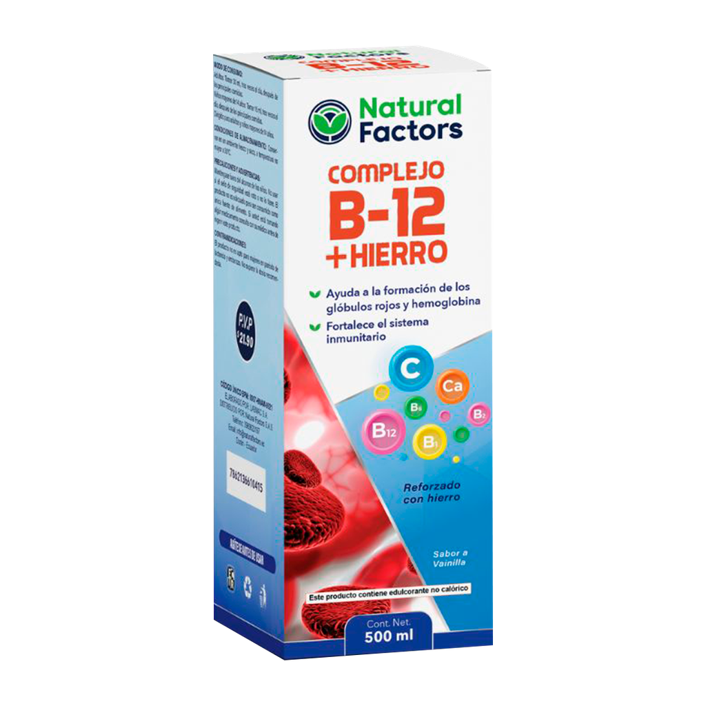 COMPLEJO B-12 + HIERRO SOLUCION ORAL 500ML NATURAL FACTORS
