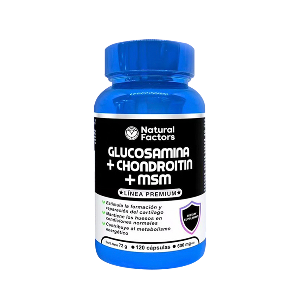 GLUCOSAMINA + CHONDROITIN + MSM 600MG CAPSULAS X120 NATURAL FACTORS