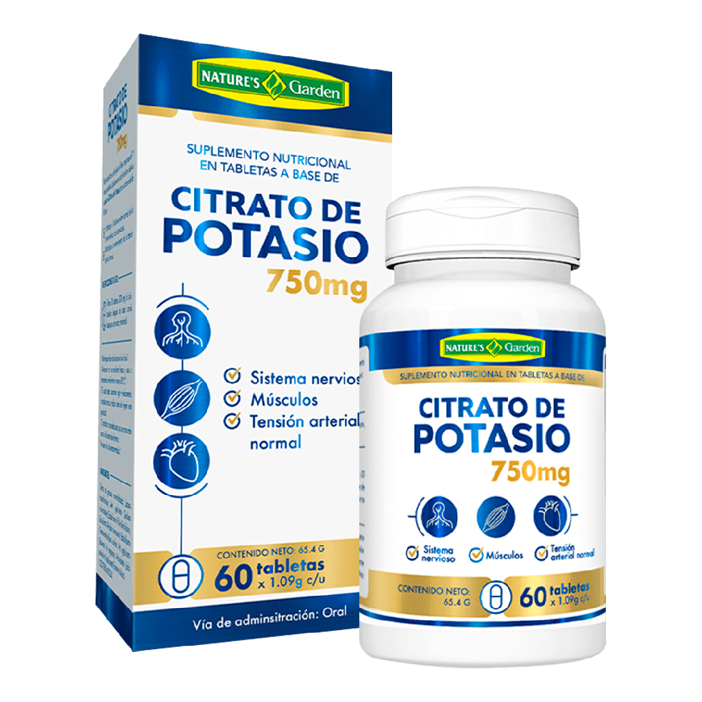CITRATO DE POTASIO 750MG TABLETAS X60 NATURES GARDEN