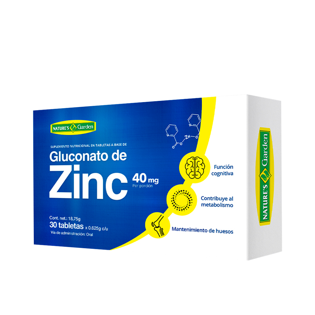 GLUCONATO DE ZINC 40MG TABLETAS X30 NATURES GARDEN