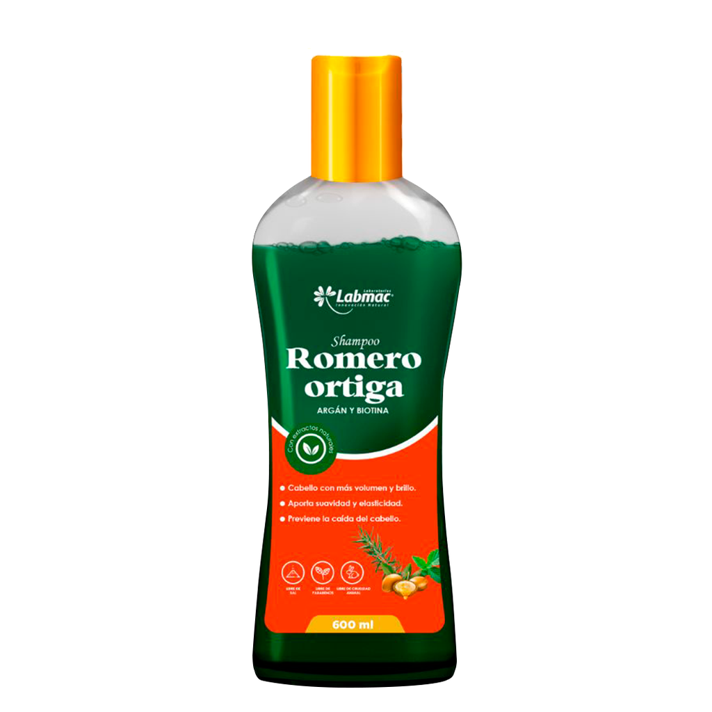 ROMERO ORTIGA ARGAN Y BIOTINA SHAMPOO 600ML LABMAC
