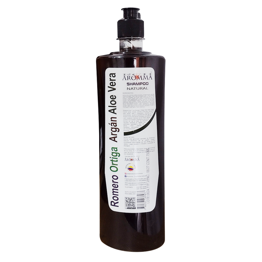 ROMERO ORTIGA ARGAN ALOE VERA 4 EN 1 SHAMPOO NATURAL 750ML AROMMA