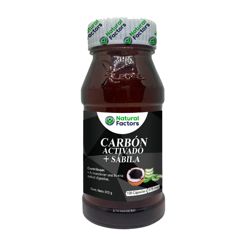 CARBON ACTIVADO + SABILA CAPSULAS X100 NATURAL FACTORS
