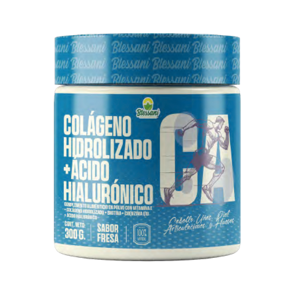 COLAGENO HIDROLIZADO + ACIDO HIALURONICO POLVO 300G BLESSANI