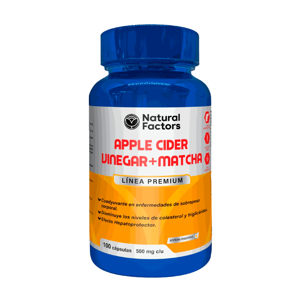 APPLE CIEDER VINEGAR + MATCHA 500MG CAPSULAS X100 NATURAL FACTORS