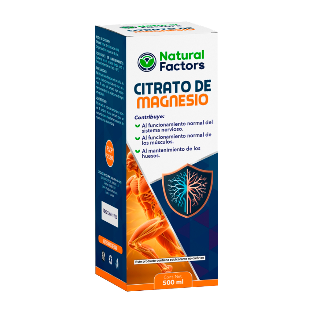 CITRATO DE MAGNESIO SOLUCION ORAL 500ML NATURAL FACTORS