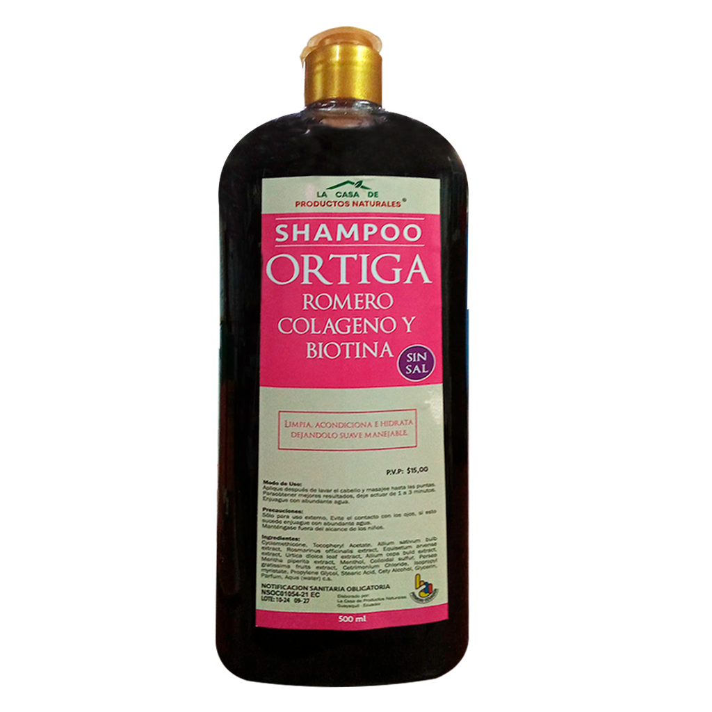 ORTIGA ROMERO COLAGENO Y BIOTINA SHAMPOO 500ML LA CASA DE PRODUCTOS NATURALES