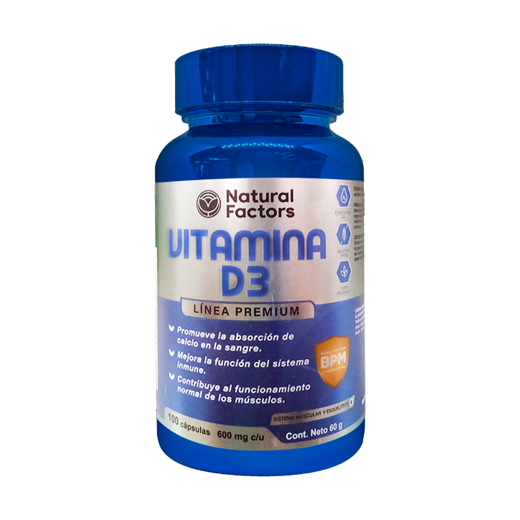VITAMINA D3 600MG CAPSULAS X100 NATURAL FACTORS