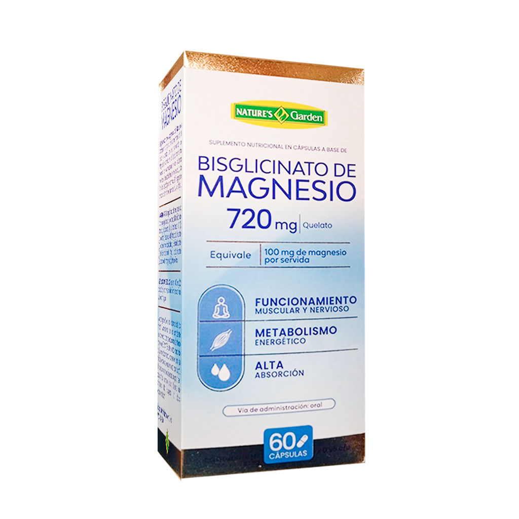 BISGLICITANO DE MAGNESIO 720MG CAPSULAS X60 NATURES GARDEN