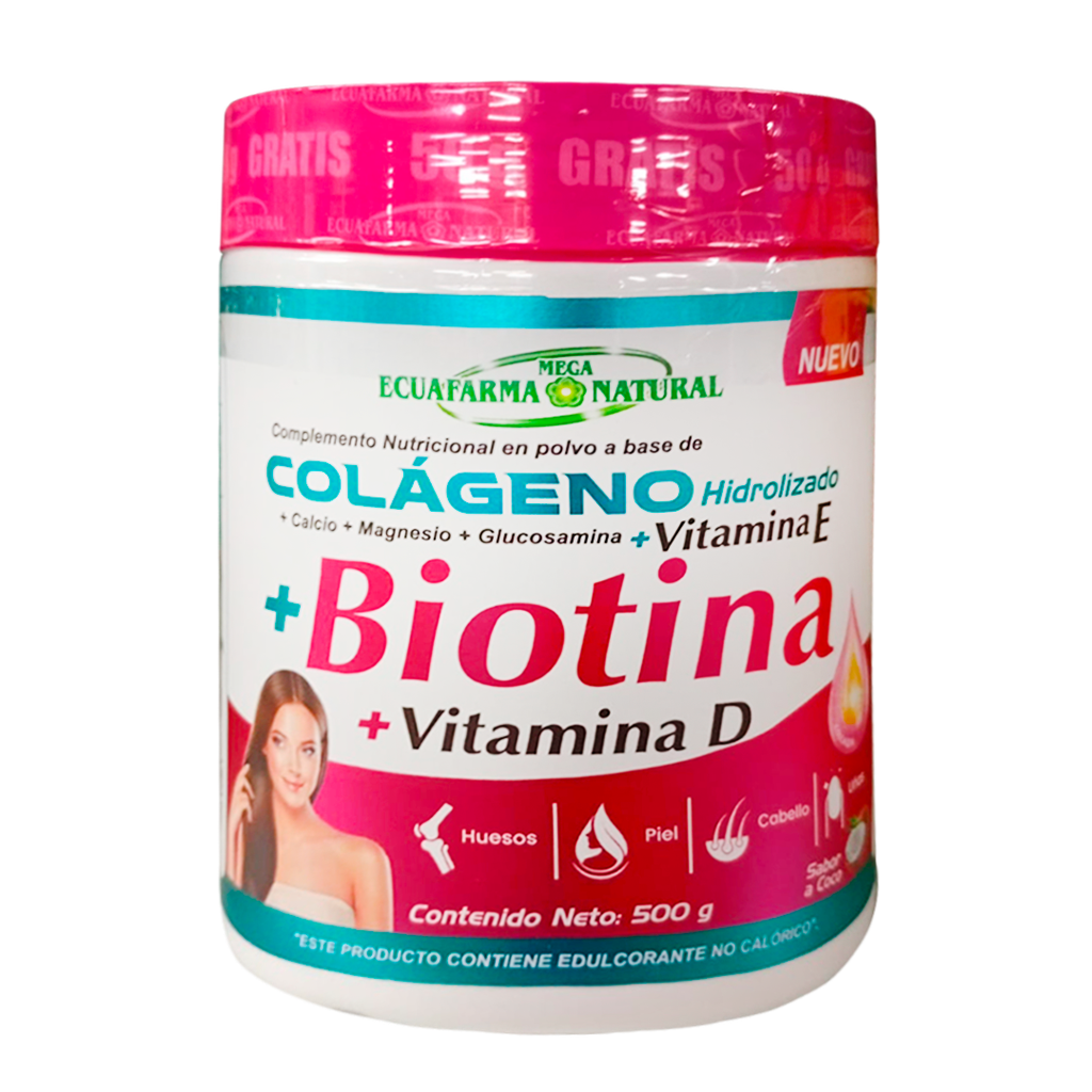 COLAGENO HIDROLIZADO + BIOTINA POLVO 500G MEGA ECUAFARMA