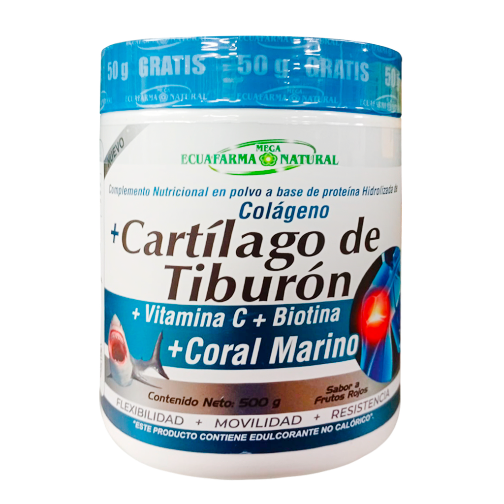 COLAGENO + CARTILAGO DE TIBURÓN POLVO 500G MEGA ECUAFARMA