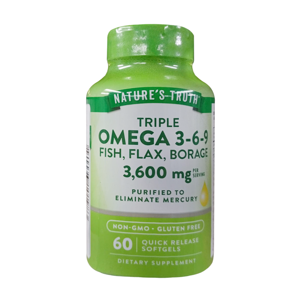 TRIPLE OMEGA 3-6-9 FISH, FLAX, BORAGE 3600MG SOFTGELS X60 NATURES TRUTH