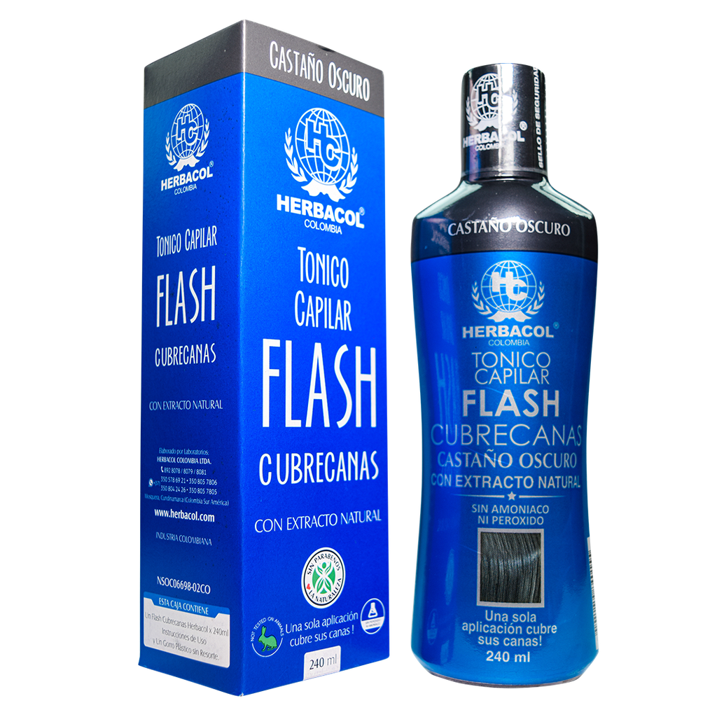 FLASH CUBRECANAS CASTAÑO OSCURO TONICO 240ML HERBACOL