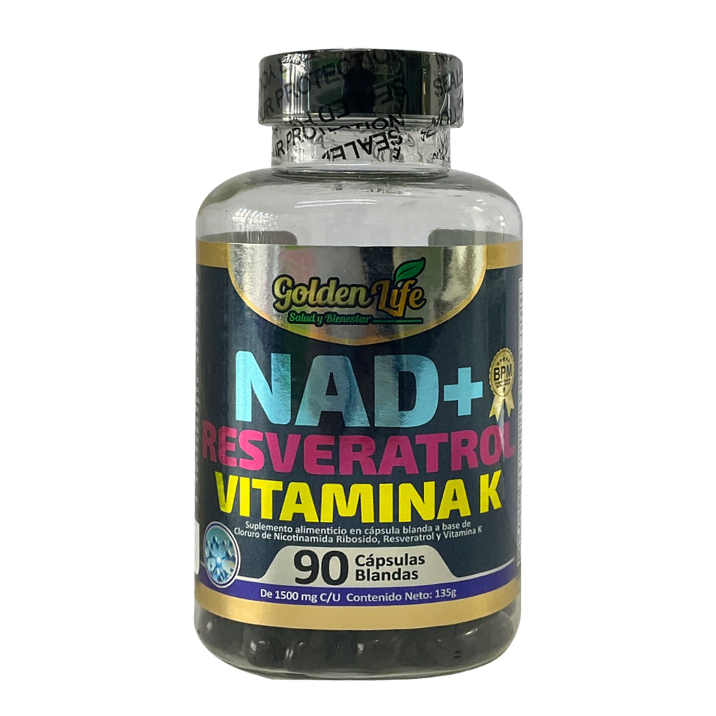 NAD+RESVERATROL VITAMINA K CAPSULAS X90 GOLDEN LIFE