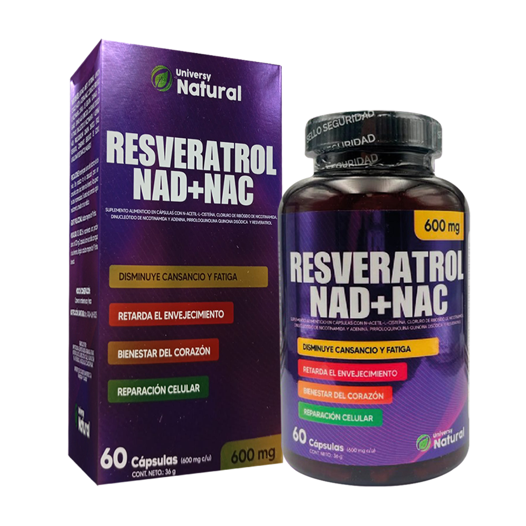 RESVERATROL NAD+NAC 600MG CAPSULAS X60 UNIVERSY NATURAL