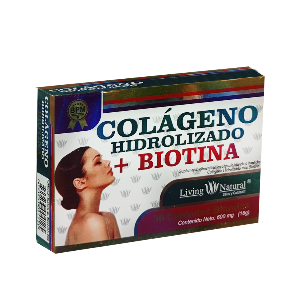 COLAGENO HIDROLIZADO+BIOTINA 600MG CAPSULAS X30 LIVING NATURAL