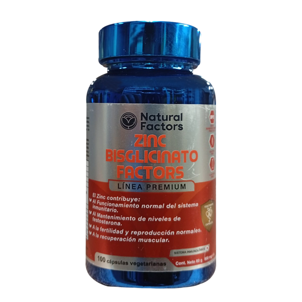 ZINC-BISGLICINATO 600MG CAPSULAS X100 NATURAL FACTORS