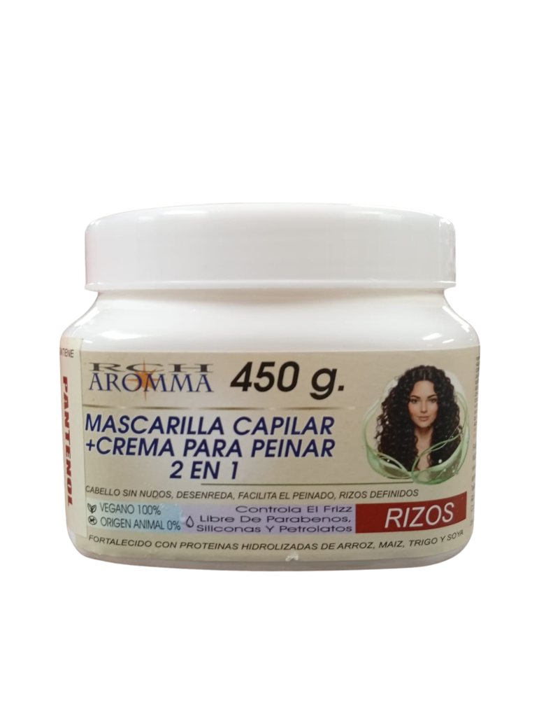 CEBOLLA MASCARILLA CAPILAR + CREMA PARA PEINAR 2 EN 1 RIZOS CREMA 450G AROMMA