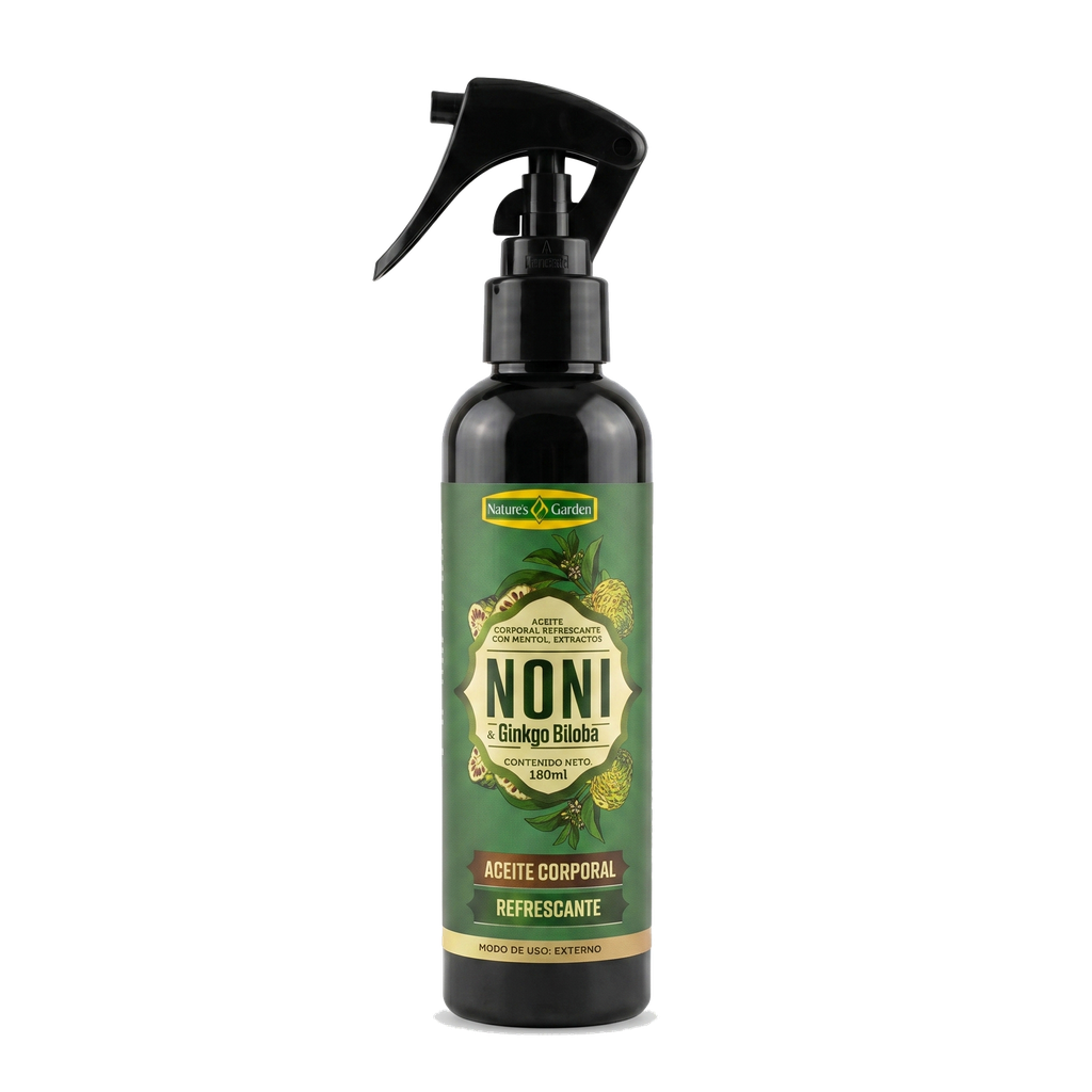 ACEITE CORPORAL CON MENTOL NONI Y GINGO BILOBA 180ML NATURAL GARDDEN