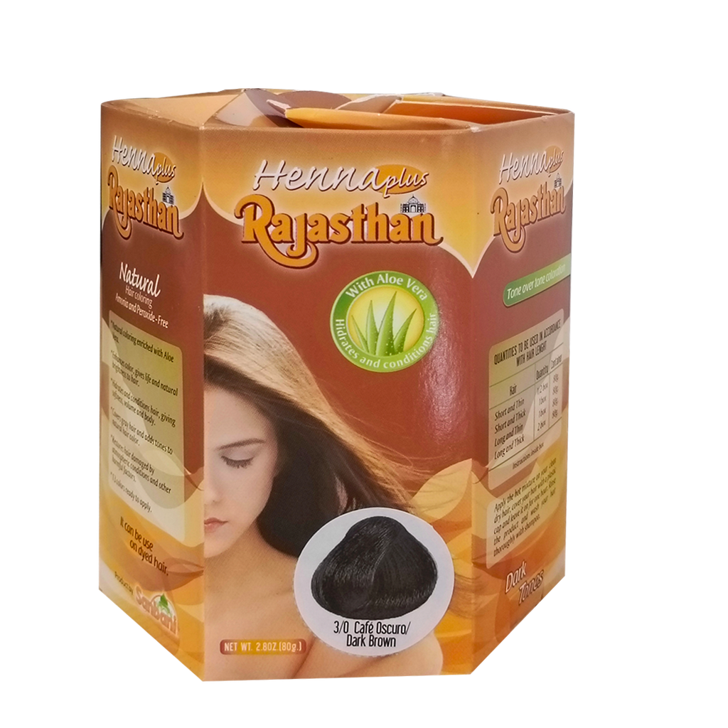 HENNA PLUS RAJASTHAN TINTE EN POLVO CAFE OSCURO 80G SANBANI