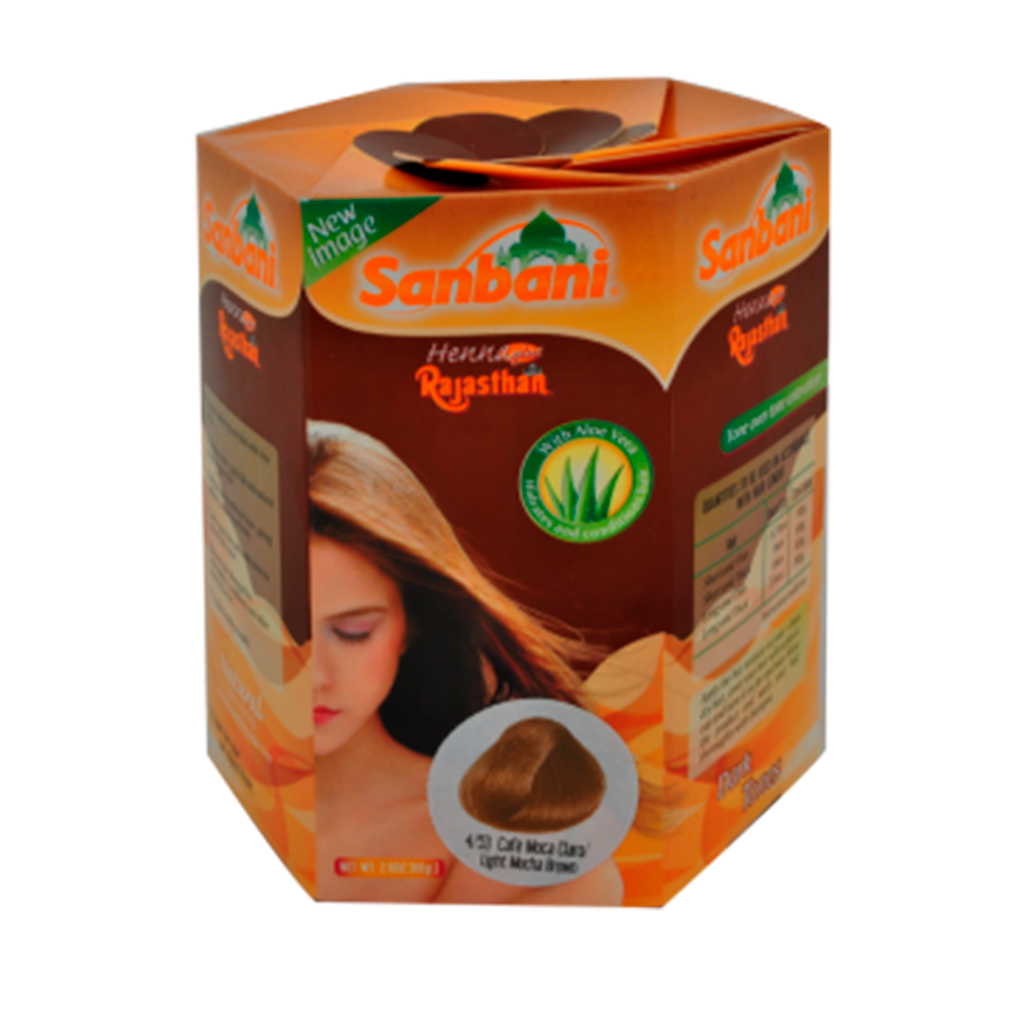 HENNA PLUS RAJASTHAN TINTE EN POLVO CAFE MOCA ROJIZO 80G SANBANI