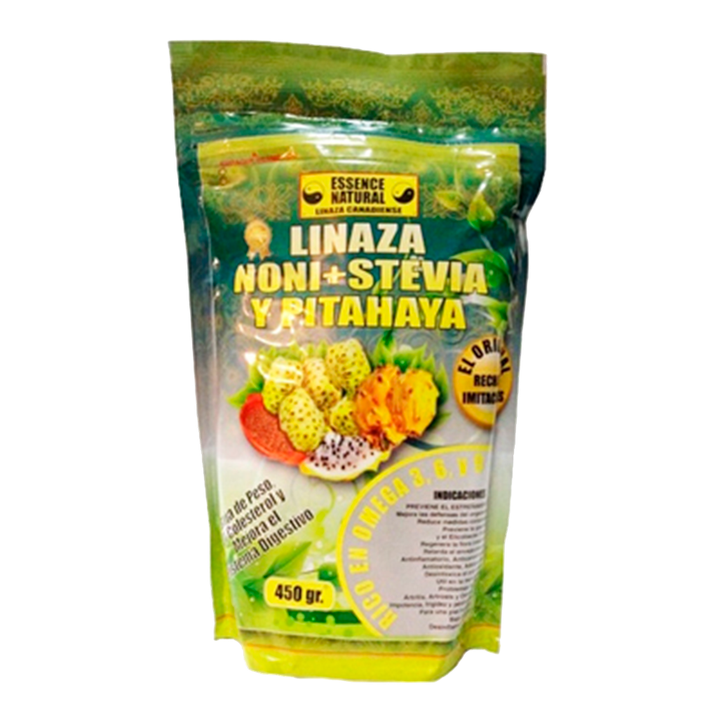 LINAZA NONI + STEVIA Y PITAHAYA POLVO 450GR ESSENCE NATURAL