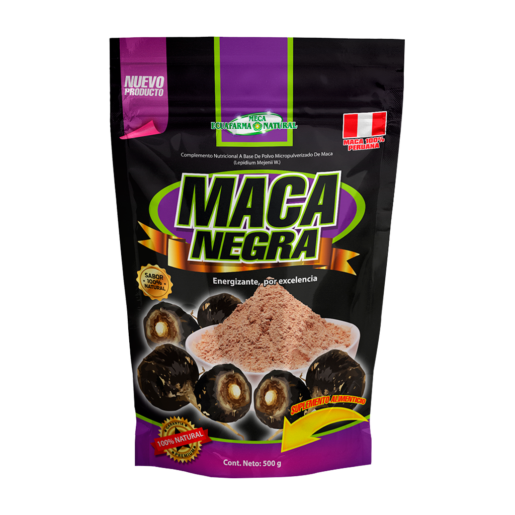 MACA NEGRA POLVO FUNDA 500GR MEGA ECUAFARMA