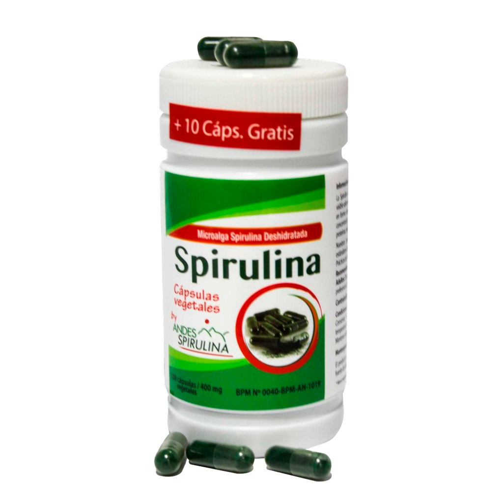 SPIRULINA CAPSULAS VEGETALES 400MG X100 ANDES SPIRULINA