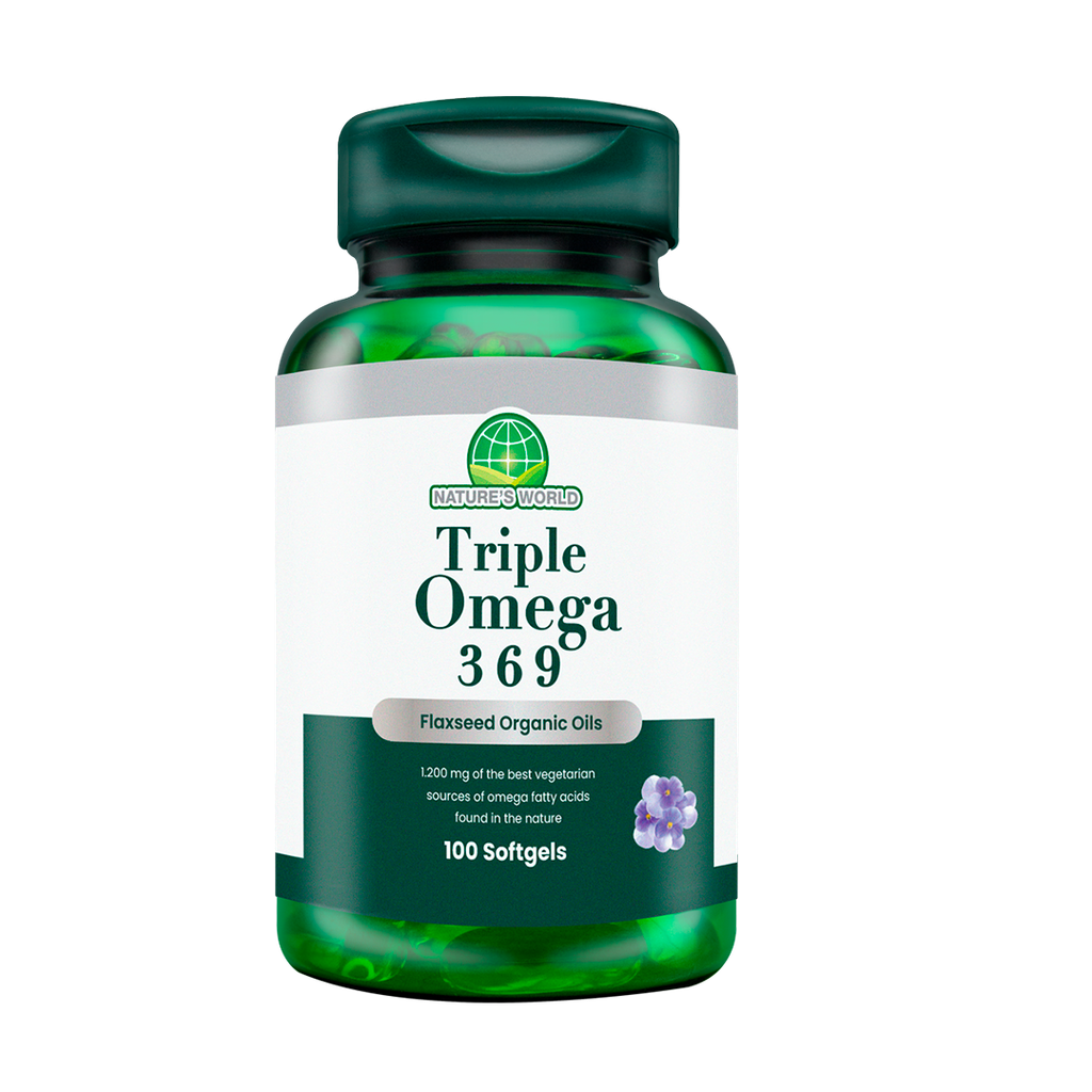TRIPLE OMEGA 3-6-9 ORGANIC OILS SOFTGELS X100 NATURES WORLD
