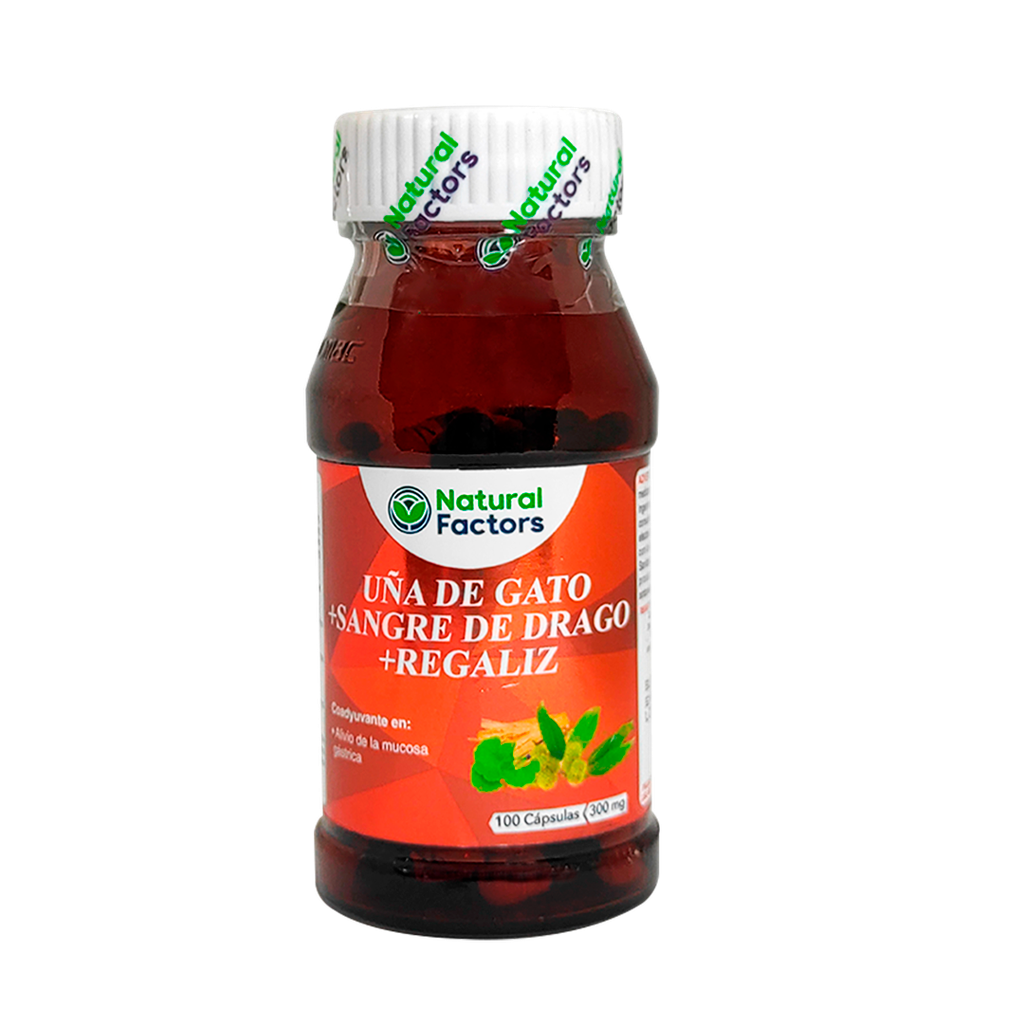 UÑA DE GATO+SANGRE DE DRAGO+REGALIZ CAPSULAS X100 NATURAL FACTORS