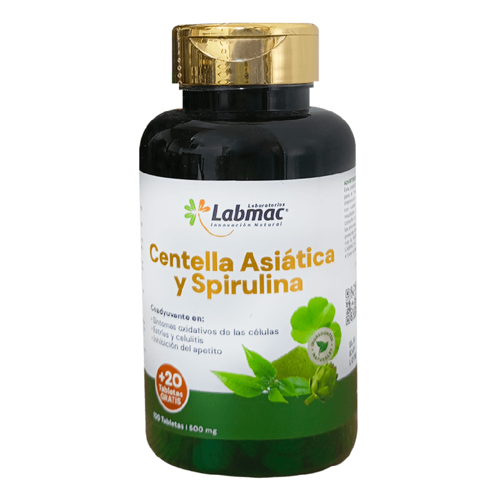 CENTELLA ASIATICA Y SPIRULINA 500MG TABLETAS X100+20 LABMAC