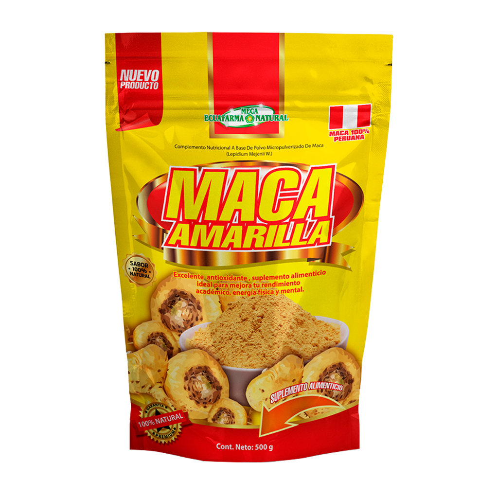 MACA AMARILLA POLVO FUNDA 500GR MEGA ECUAFARMA