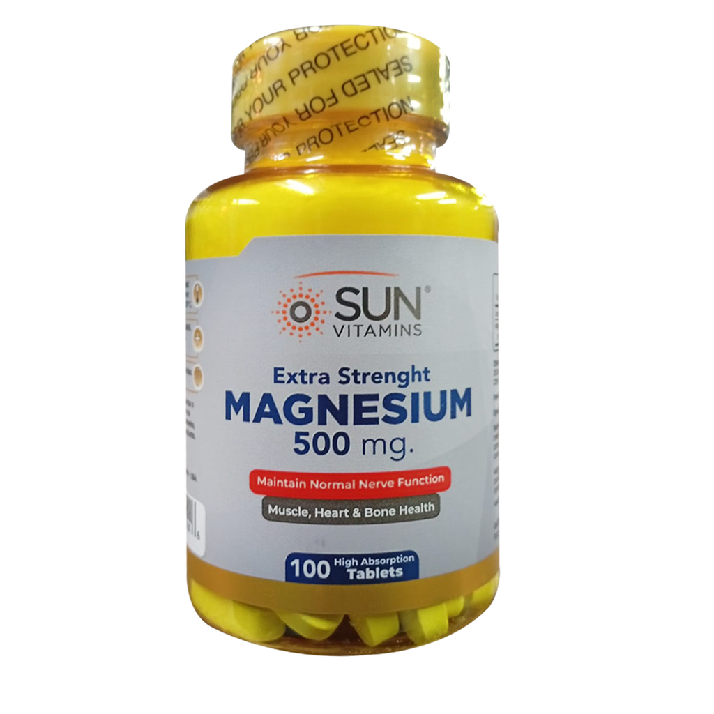 MAGNESIUM 500MG HIGH POTENCY TABLETAS X100 SUN VITAMINS