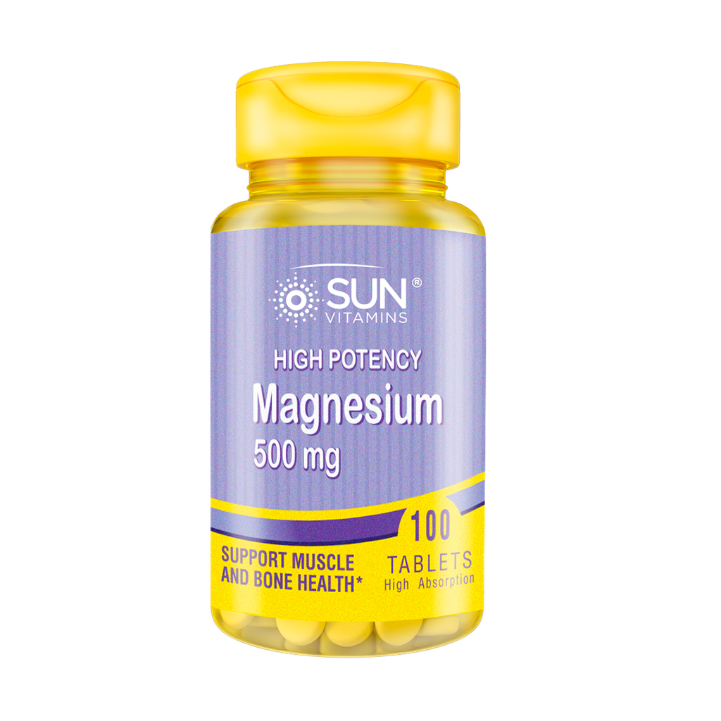 MAGNESIUM 500MG HIGH POTENCY TABLETAS X100 SUN VITAMINS