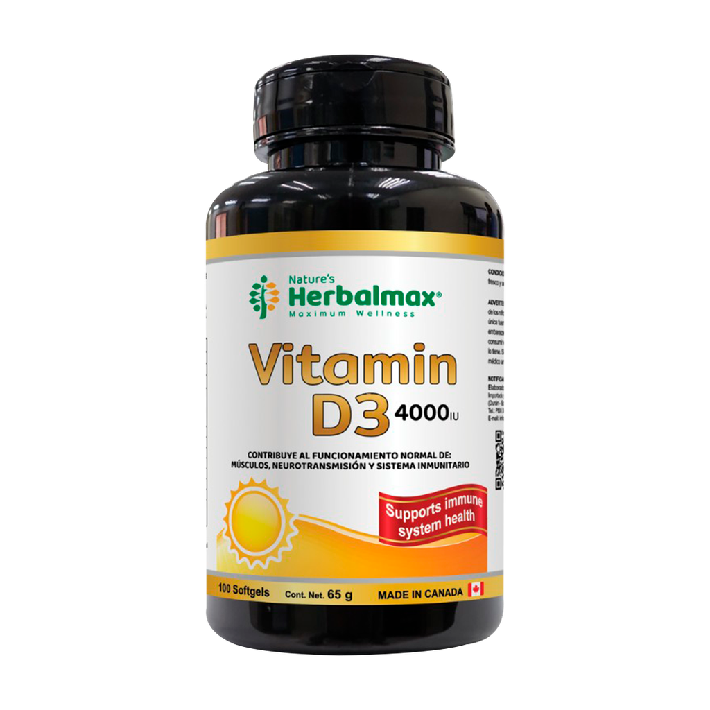 VITAMIN D3 4000IU SOFTHGELS X100 NATURES HERBALMAX