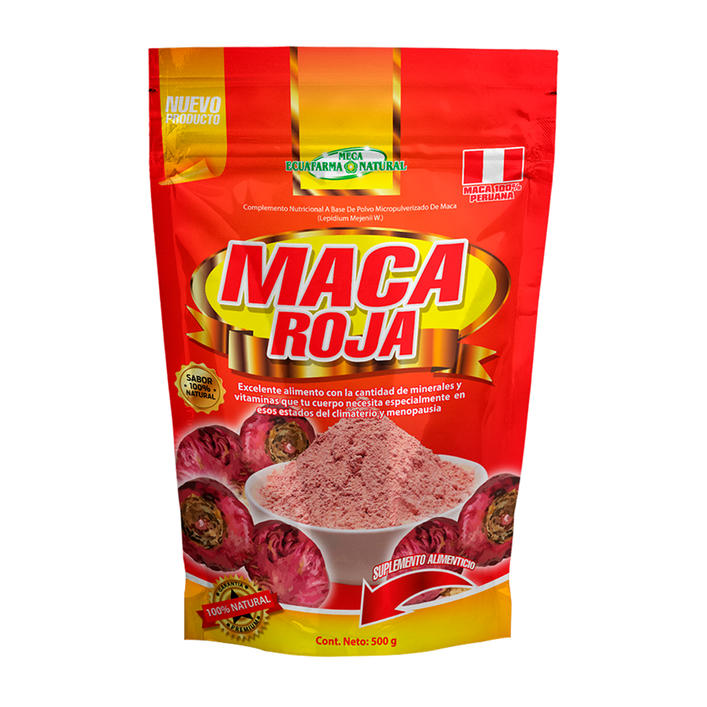 MACA ROJA POLVO FUNDA 500GR MEGA ECUAFARMA
