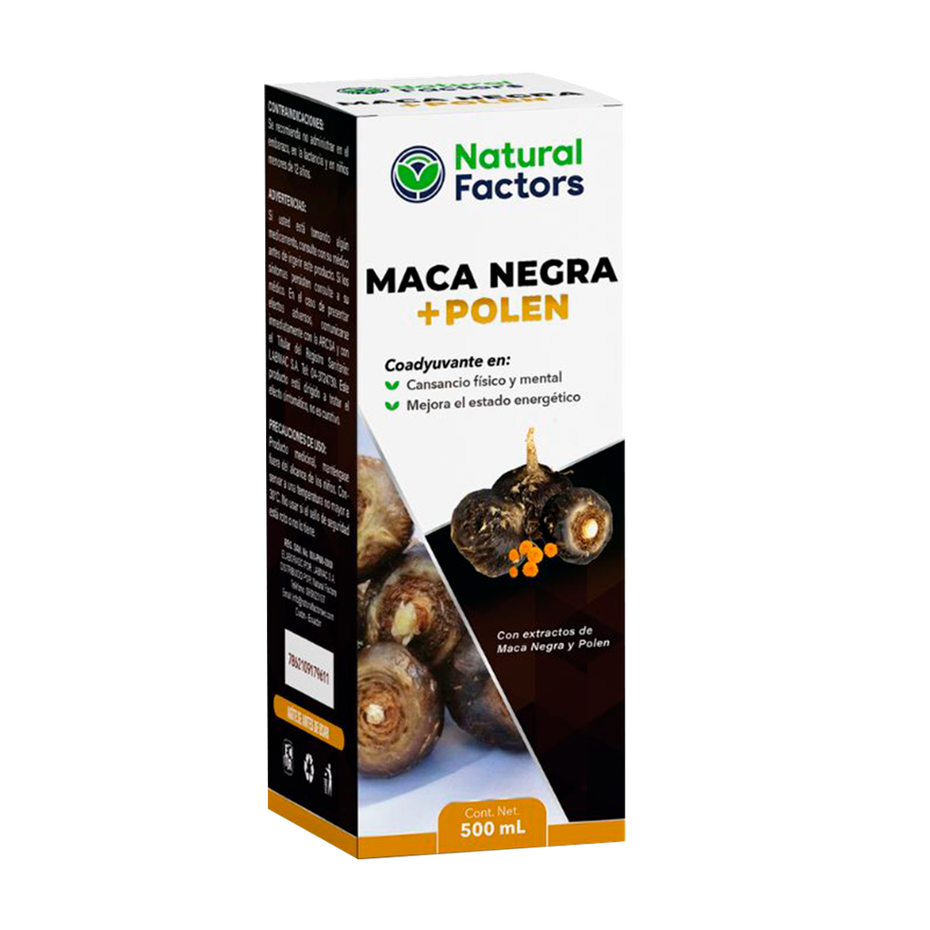 MACA NEGRA + POLEN SOLUCION ORAL 500ML NATURAL FACTORS