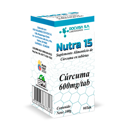 [8208] CURCUMA 600MG TABLETAS X90 NUTRA 15