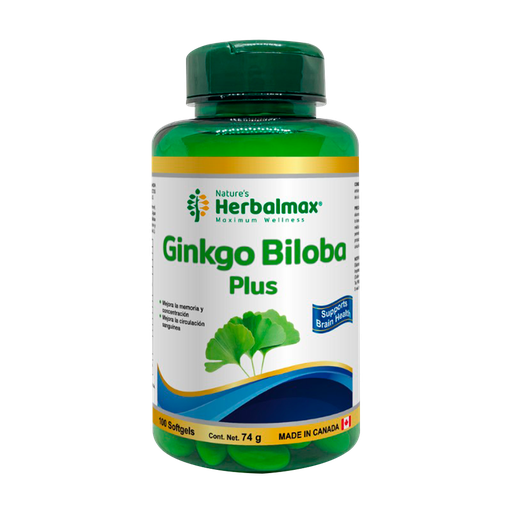 [8231] GINKGO BILOBA PLUS 74G SOFTGELS X100 NATURES HERBALMAX