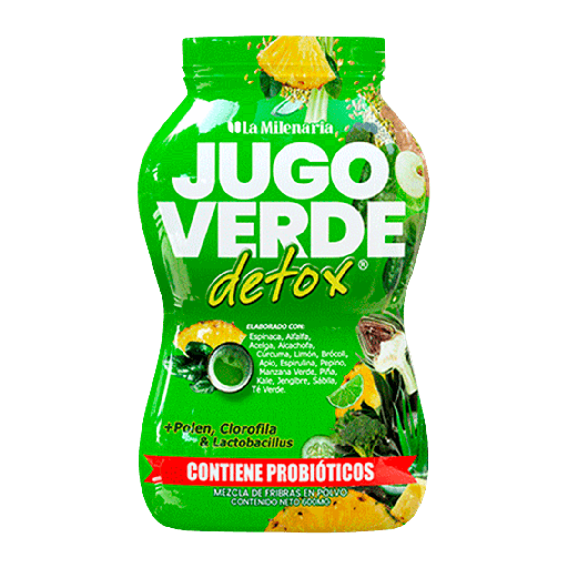 [8256] JUGO VERDE DETOX POLVO 600G LA MILENARIA