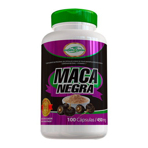 [8268] MACA NEGRA 450MG CAPSULAS X100 MEGA ECUAFARMA NATURAL