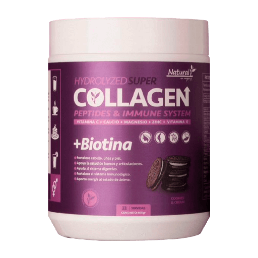 [8273] COLLAGEN + BIOTINA POLVO SABOR COOKIES & CREAM 400G NATURAL ES MEJOR